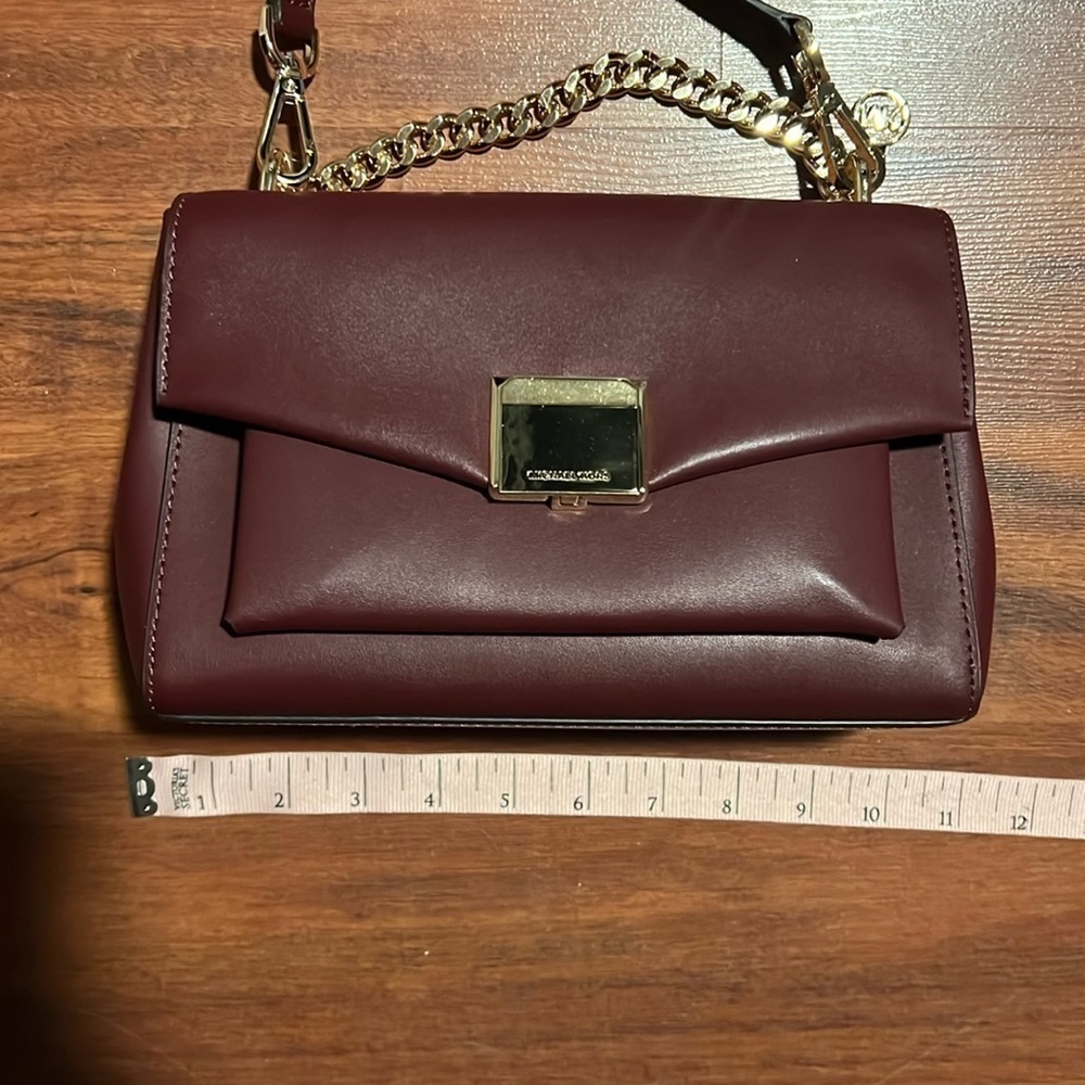 Burgundy Michael Kors CrossBody bag, purse gold hardware - Picture 13 of 14